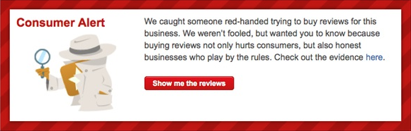 online reviews yelp alert